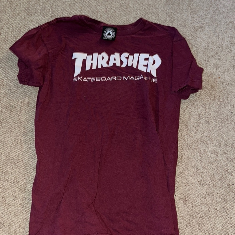 Thrasher Burgundy Tee with White Logo